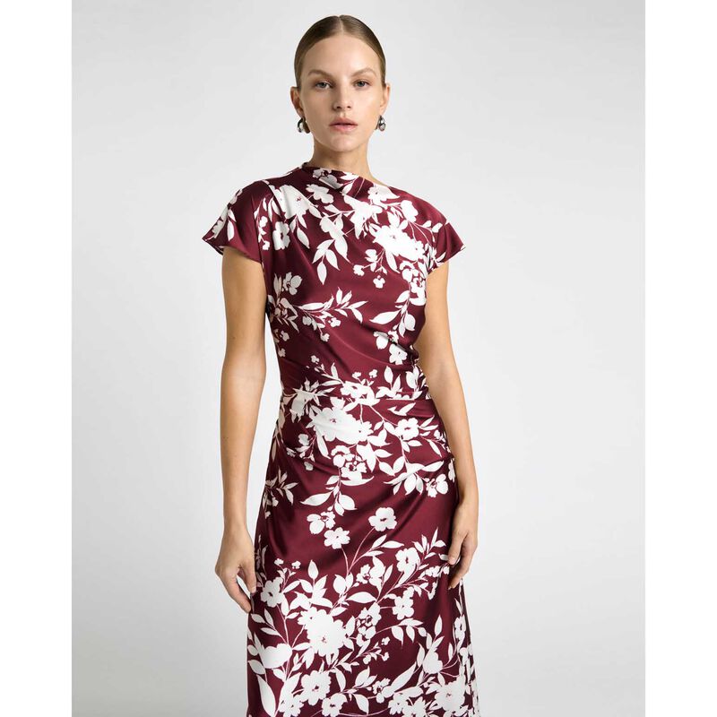 Cue Plum Stencil Floral Midi Dress image number 3